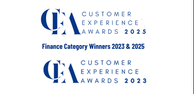 Customer Experience Awards 2023 and 2025 logos
